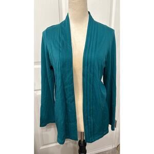 L.L. Bean Teal Supima Cotton Open Front Cardigan, L